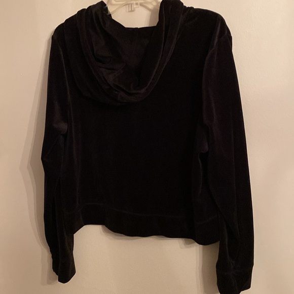 Juicy Couture Black Velour Cropped Jacket with Hood Size 2X - Picture 3 of 3